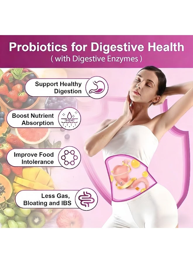 Probiotics Women's Probiotic Supplement with 100 Billion CFU + 31 Strains, Blended with D-Mannose, Cranberry & Digestive Enzymes, Dual Protection for Digestion and Intimate Health, 90 Capsules - Image 3