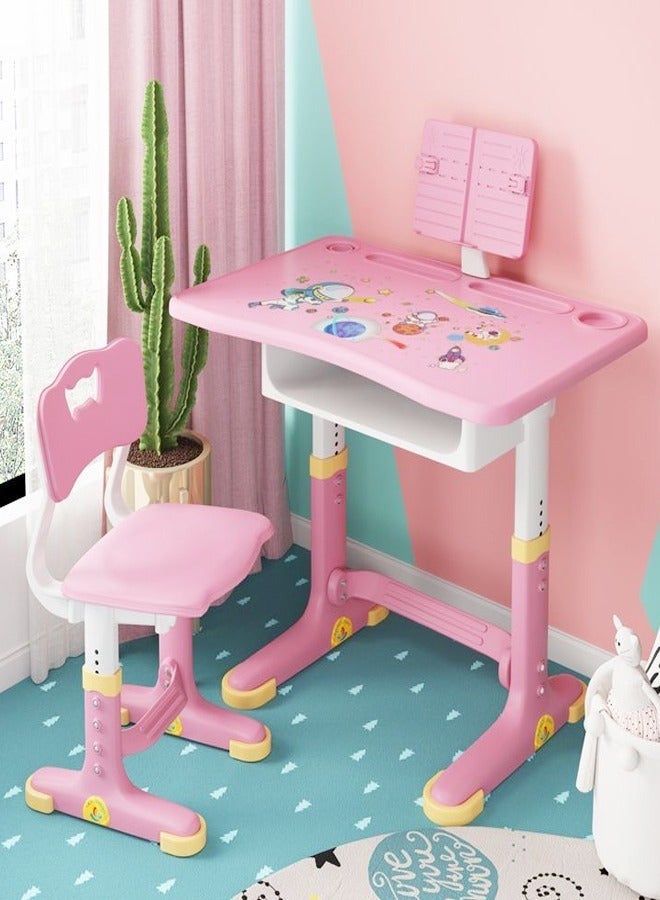 fashionhome Modern Ergonomic Design Adjustable-Height Student Study Desk and Chair Sets with Storage Drawer, Lamp, and Book Holder – Complete Study, Reading, Writing, and Drawing Workstation for Kids, Includes 70×45.5×70 cm Desk with 34×37×72 cm Chair and Additional Adjustable Student Chair with Storage Drawers for Home and School Use. - Image 2