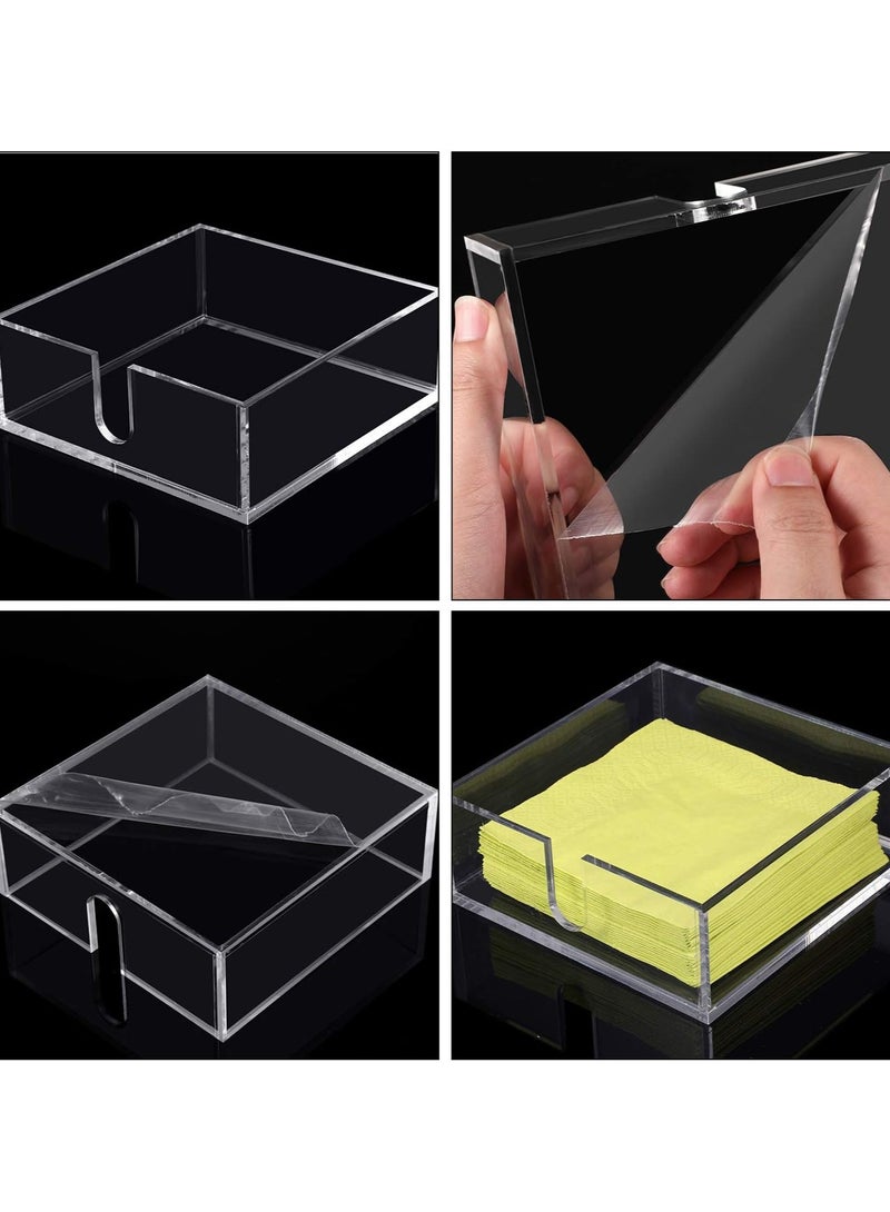 TPGP 2 Pieces Acrylic Cocktail Napkin Holder, Clear Napkin Holder Square Rectangle Napkin Holder for Lunch Dinner Guest, Kitchen, Bathroom, Restaurant, Office, 5 mm Thickness (5.5 x 5.5 Inch) - Image 3