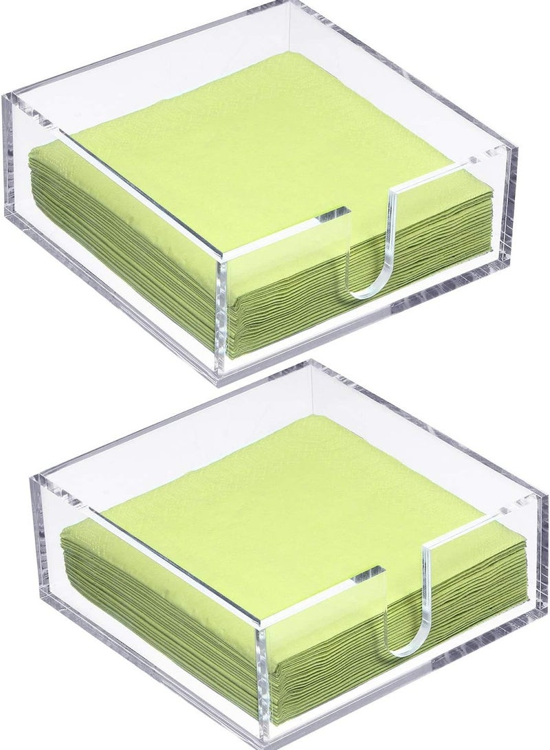 TPGP 2 Pieces Acrylic Cocktail Napkin Holder, Clear Napkin Holder Square Rectangle Napkin Holder for Lunch Dinner Guest, Kitchen, Bathroom, Restaurant, Office, 5 mm Thickness (5.5 x 5.5 Inch) - Image 1