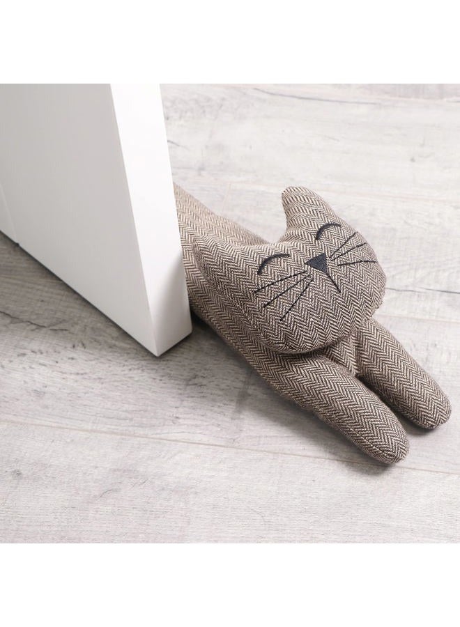 CERAYOU Cat Fabric Under Door Draft Stopper, 3LB Heavy Duty Decorative Soundproof Door Draft Blocker, 34 Inch Animal Energy Saving Draft Guard, Smiley - Image 2