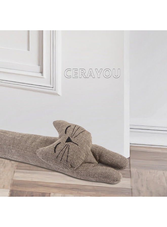 CERAYOU Cat Fabric Under Door Draft Stopper, 3LB Heavy Duty Decorative Soundproof Door Draft Blocker, 34 Inch Animal Energy Saving Draft Guard, Smiley - Image 1