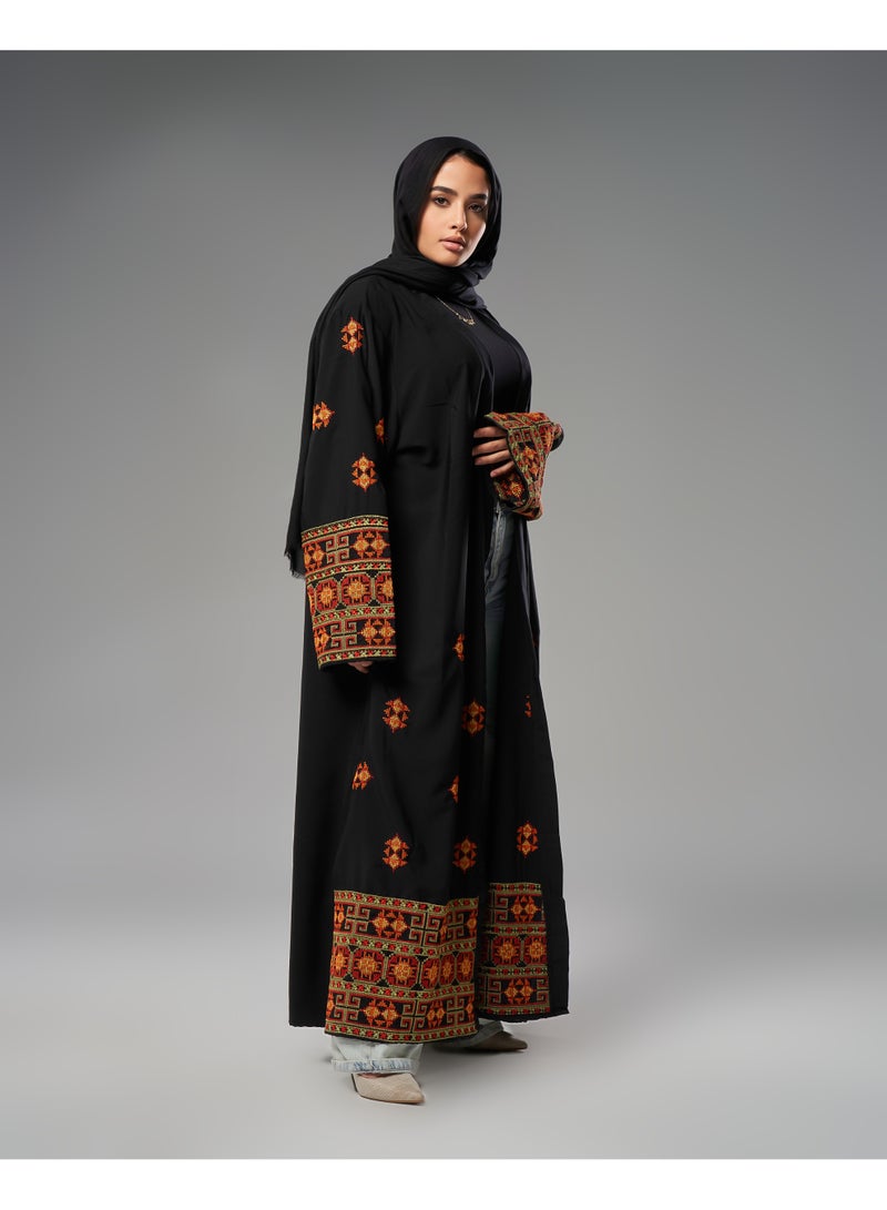 Lavezzi Abaya - | Elegant Embroidered Modest Cardigan for Women | Lightweight Kaftan, Flowy Fabric | Perfect for Special Occasions, Ramadan & Eid - Black - Image 1