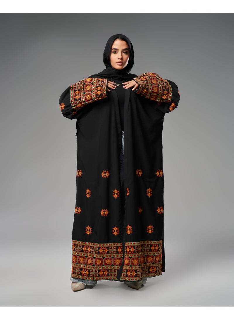 Lavezzi Abaya - | Elegant Embroidered Modest Cardigan for Women | Lightweight Kaftan, Flowy Fabric | Perfect for Special Occasions, Ramadan & Eid - Black - Image 2