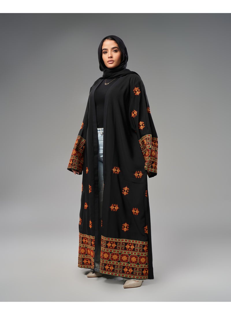 Lavezzi Abaya - | Elegant Embroidered Modest Cardigan for Women | Lightweight Kaftan, Flowy Fabric | Perfect for Special Occasions, Ramadan & Eid - Black - Image 3