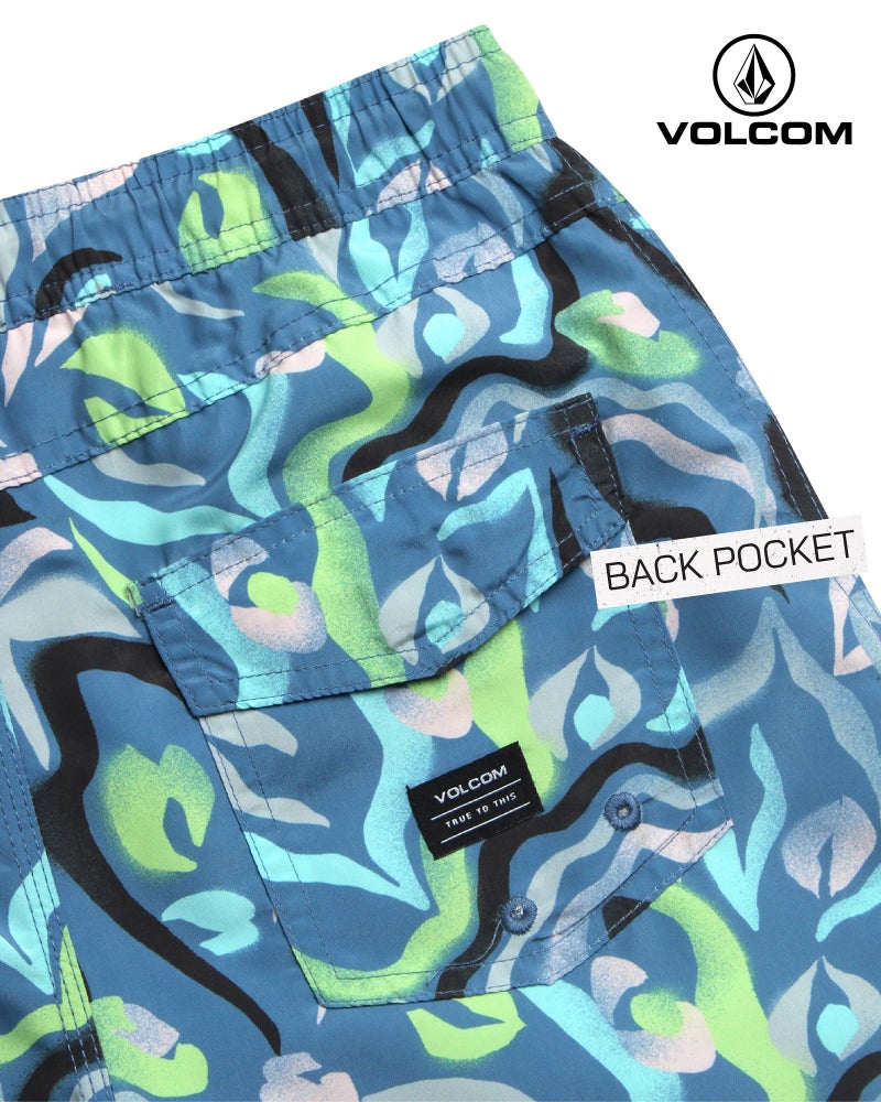 Volcom Boys Swim Trunks - UPF 50+ Quick Dry Board Shorts with Drawstring Waist - Bathing Suit Swimsuit for Boys (Size: 8-16), Size 14, Blue Printed - Image 5