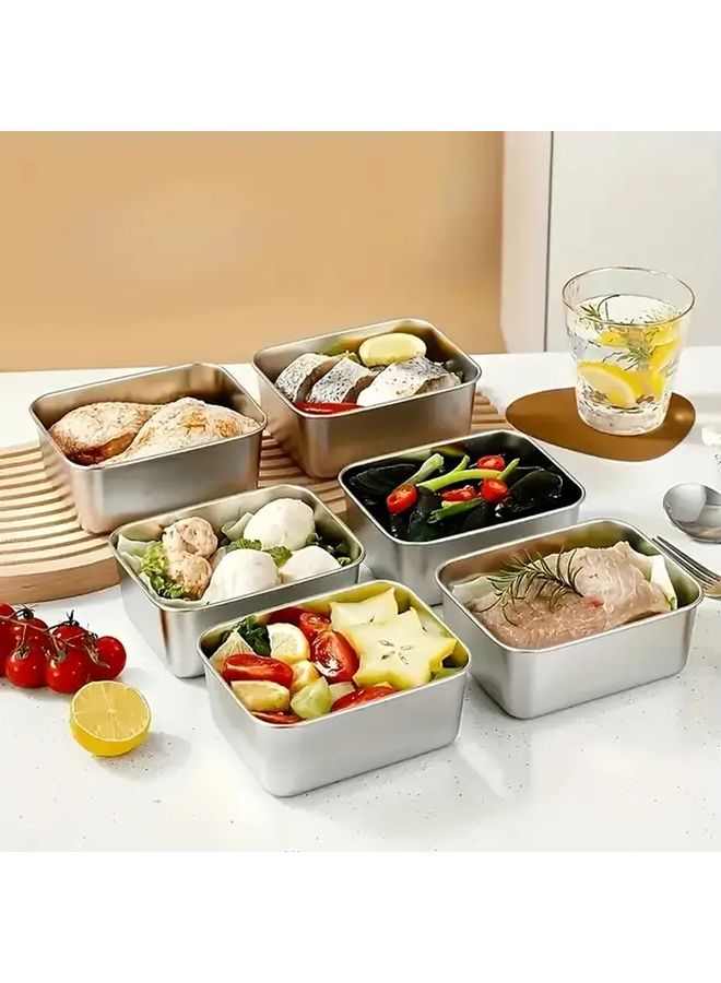 10 Piece Set Stainless Steel Lunch Box Food Storage Containers Dishwasher Freezer Safe - Image 2