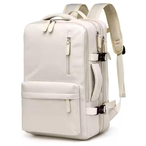 TOURTIER Expandable Laptop Backpack with USB Charging Port, 15.6-Inch Travel & College Bag for Men & Women (OFFWHITE) - Image 1