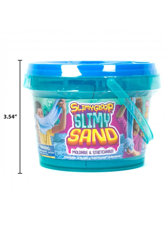 SLIMYSAND سلايميساند من مجموعة هورايزون الولايات المتحدة الأمريكية، 1.5 رطل من سلايم السحاب القابل للتمدد والتشكيل، غير لاصق، رمل لعب زلق في دلو قابل لإعادة الاستخدام، أزرق - نشاط حسي، أزرق فاتح - Image 4
