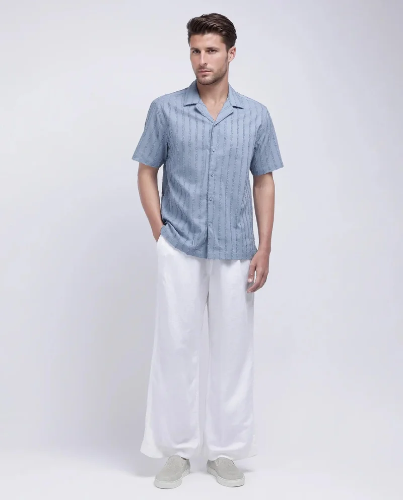 Rare Rabbit Men's Boxy Fit Textured Stripe Shirt