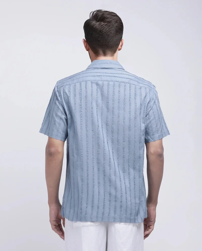 Rare Rabbit Men's Boxy Fit Textured Stripe Shirt