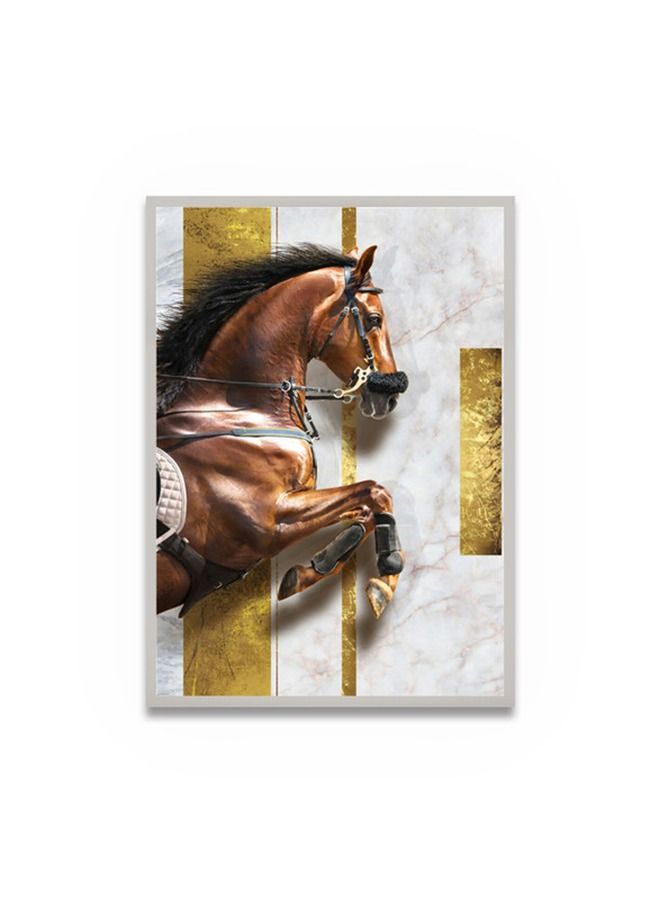 Marktna Canvas Wall Art For Wall Decoration Horse Design With A Hollow Silver Frame Size 120x80cm One Piece - Image 2
