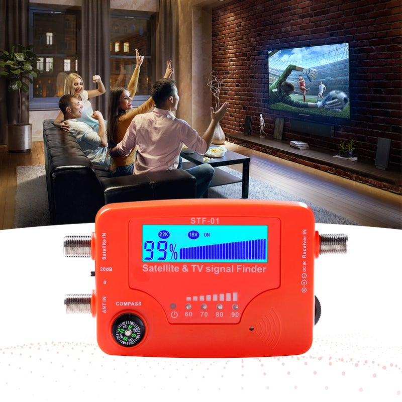 Satellite Tv Signal Finder: Orange Compact Lightweight 2 In 1 Microprocessor Controlled Accurate Digital Lcd Screen With Backlight - Sensitive Signal Detection Compass Function Satellite Finder For Rv - Image 4