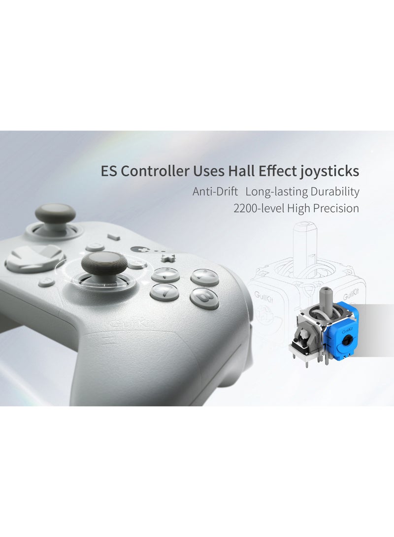 GuliKit ES Fastest Wireless Controller for Windows PC,Android - iPhone, Nintendo Switch 2 / Switch – Hall-Effect Joysticks (Anti-Drift, 2200-Level Precision), 1000Hz Wired on PC, 730Hz Low-Latency Bluetooth (3.25ms), Gyro, Turbo, 950mAh Battery. - Image 2