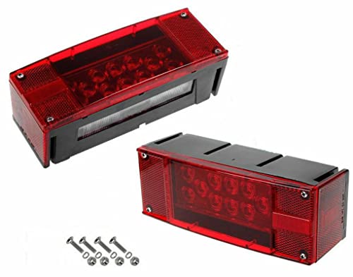 prolineppi Left+Right/over 12 LED super diodes for each light/AUTO 2PCS 12V LED Submersible Low Profile Rectangular Trailer Lights, Tail Stop Turn Running Lights Kit, Sealed for Boat Truck Marine - Image 1