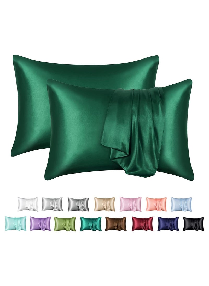 Silk Satin Pillowcase for Hair and Skin Care, Set of 2 Queen Size (51cm x 76cm), Soft Smooth Breathable Silk Pillow Covers, Luxurious Envelop Design  - Image 1