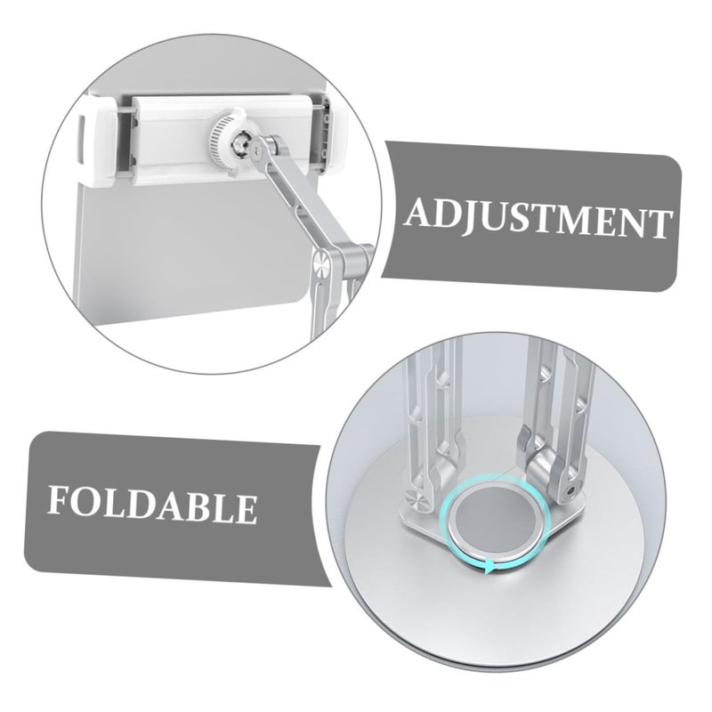 Aluminum Alloy Adjustable Tablet Holder Foldable Portable Stand Compatible with T650 Clamp Silver - Image 5
