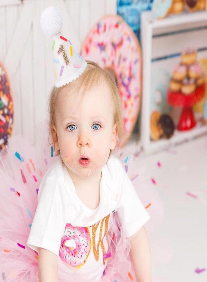 YOUAME Donut First Birthday Hat - Sweet Girl Party Decorations, Yellow Glitter Cone Hat, Colorful Photo Props, One Birthday Crown - Image 4