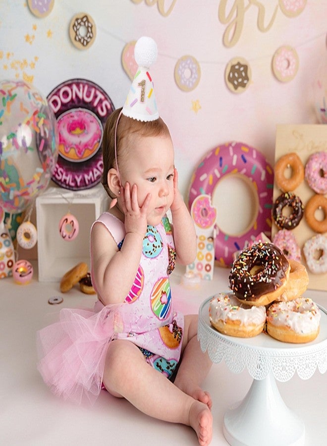 YOUAME Donut First Birthday Hat - Sweet Girl Party Decorations, Yellow Glitter Cone Hat, Colorful Photo Props, One Birthday Crown - Image 5