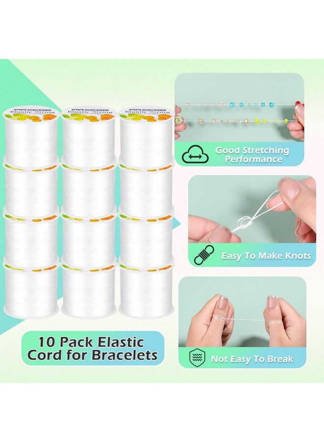 PAXCOO 12 Rolls Elastic String For Bracelets Stretch Magic Elastic String Bead Cord Jewelry Thread For Bracelet Necklaces Clay Beads Pony Beads (White) - Image 2