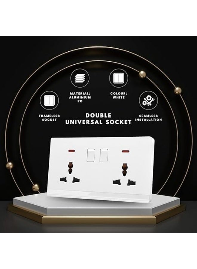 Future Universal Dual Wall Socket with Dual Switch and Indicator Lights, Modular Electrical Outlet Plate for Home Office Hotel Workspace Safe Power Distribution Solution - Image 2