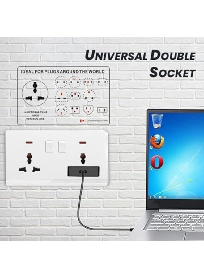 Future Universal Dual Wall Socket with Dual Switch and Indicator Lights, Modular Electrical Outlet Plate for Home Office Hotel Workspace Safe Power Distribution Solution - Image 3