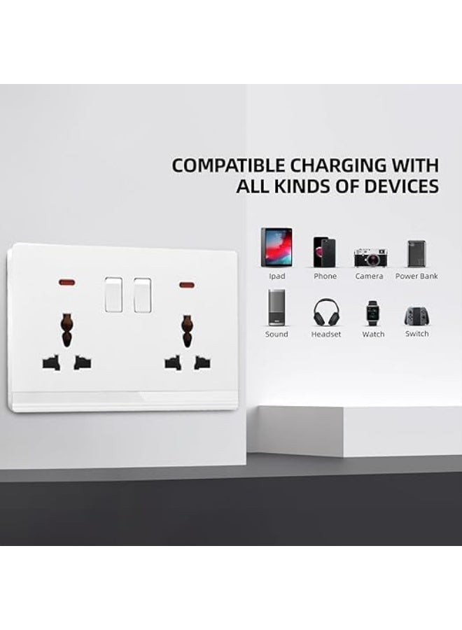 Future Universal Dual Wall Socket with Dual Switch and Indicator Lights, Modular Electrical Outlet Plate for Home Office Hotel Workspace Safe Power Distribution Solution - Image 4