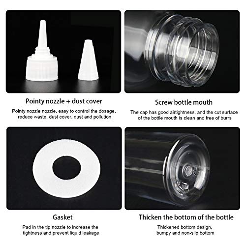TRENDBOX 1oz / 30ml Plastic Bottle Pointed Mouth Top Cap for Essential Oils, Liquid - 12 Pack - Image 3