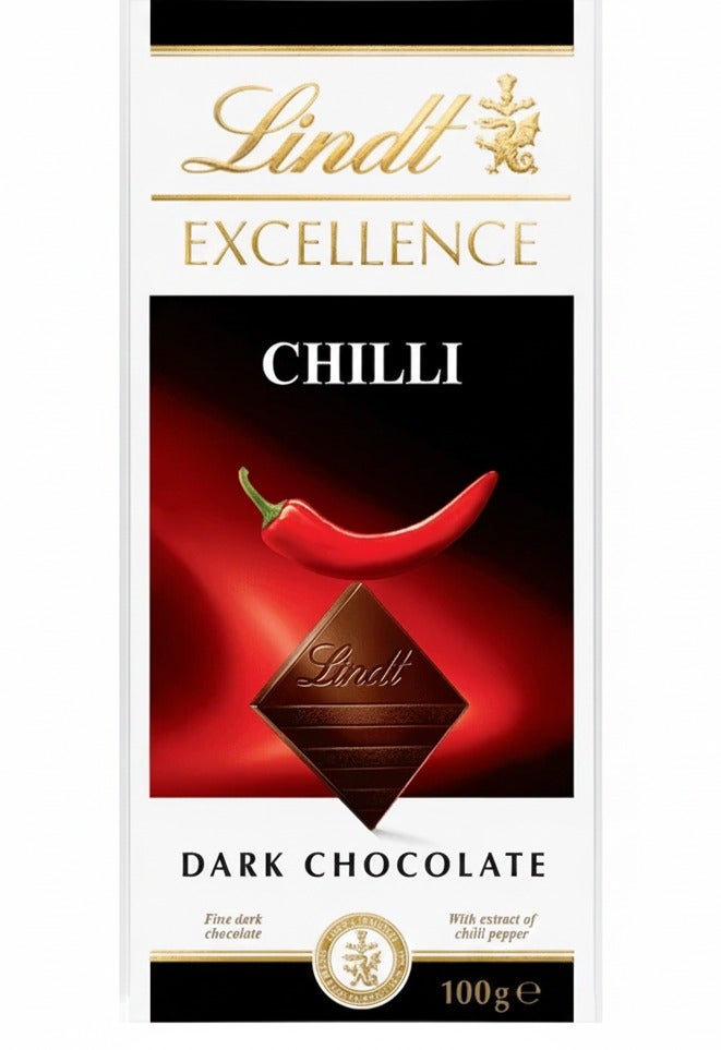 Lindt Excellence Chili Dark chocolate Bar 100grams - Image 1