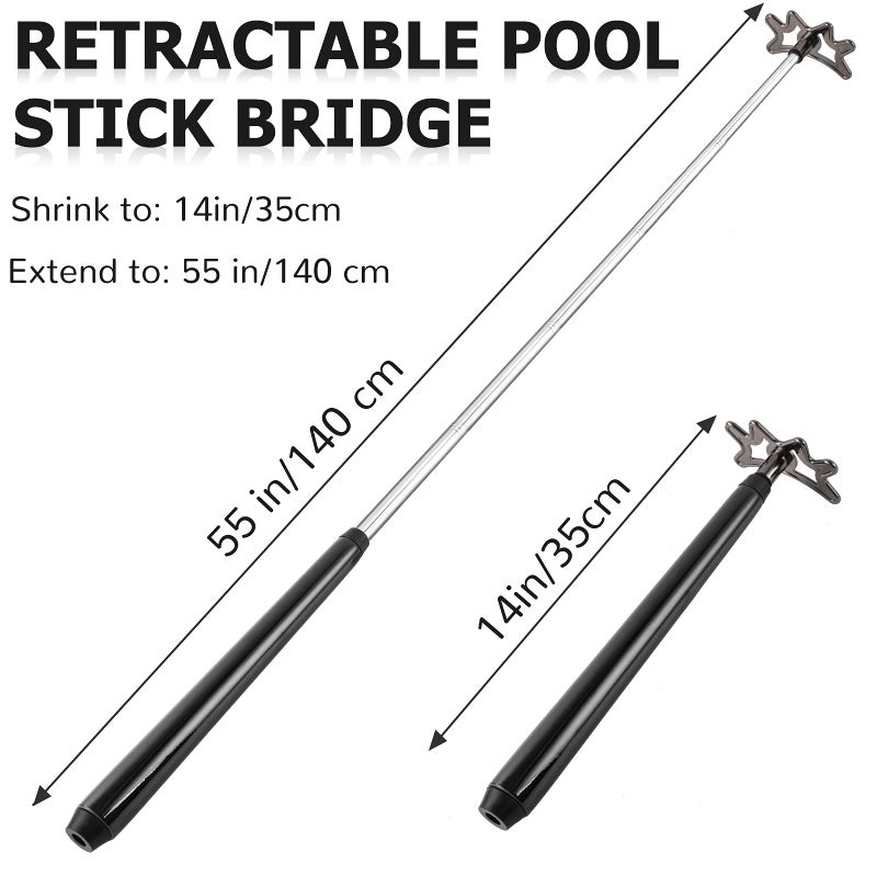 Sumind Retractable Pool Bridge Stick - Billiards Cue Bridge with Removable Head and Wooden Handle, Ideal for Pool Table Play(Black) - Image 3