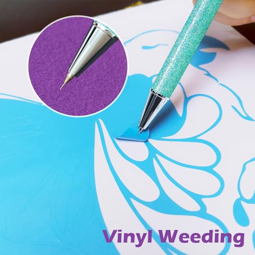 Arvakr Craft Weeding Pen Tool Set, Essential Adhesive Vinyl Kits, Precision Pin Pen Tools for Cricut Air Silhouette Siser Oracal Accessories, Turquoise - Image 3