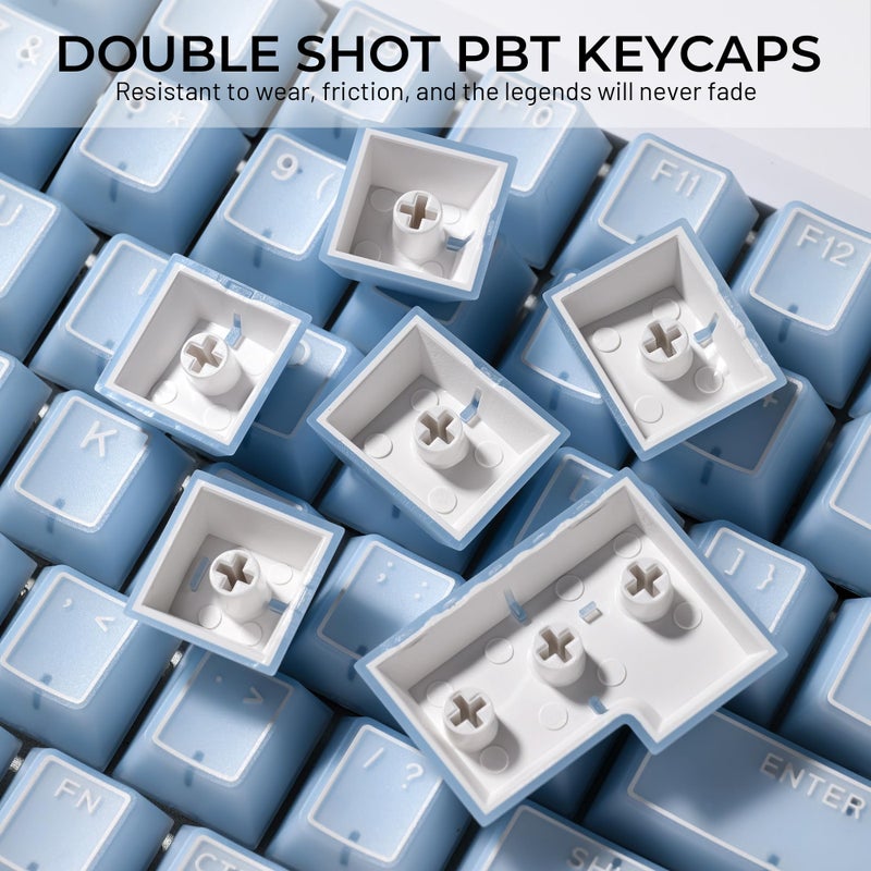 GMKWTL أغطية مفاتيح GMKWTL XVX من اليشم الأزرق، مجموعة أغطية مفاتيح Doubleshot PBT 142 مفتاح، أغطية مفاتيح بروفايل شيري مناسبة للوحة مفاتيح ميكانيكية بتخطيط 60%/65%/75%/TKL/96%/100% - Image 3