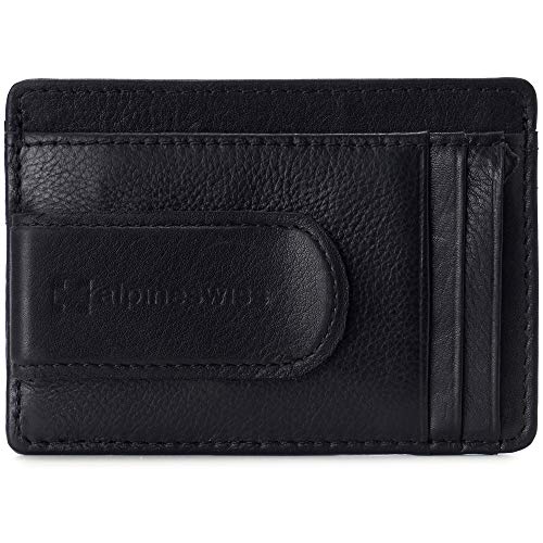 Alpine Swiss RFID Dermot Money Clip Front Pocket Wallet For Men Leather Comes in a Gift Box Black - Image 1