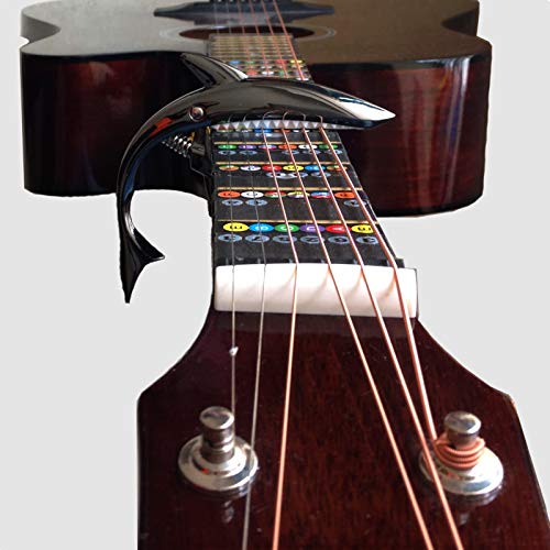 JINWEE Shark Guitar Capo Pretty Cool Capo for Electric Acoustic Classical Guitar Ukulele Zinc Alloy Spring Capo (Black) - Image 4