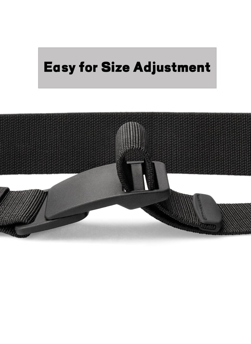 SYOSI - Mens Nylon Belt Lightweight Tactical Belt Elastic Breathable Waistband with Plastic Slide Adjustable Buckle for Outdoor Activities Men Jeans Black - Image 1