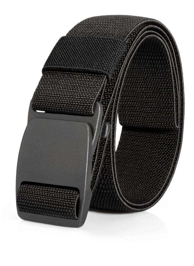 SYOSI - Mens Nylon Belt Lightweight Tactical Belt Elastic Breathable Waistband with Plastic Slide Adjustable Buckle for Outdoor Activities Men Jeans Black - Image 1
