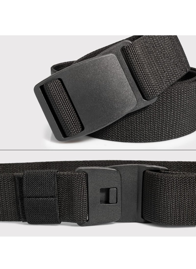 SYOSI - Mens Nylon Belt Lightweight Tactical Belt Elastic Breathable Waistband with Plastic Slide Adjustable Buckle for Outdoor Activities Men Jeans Black - Image 1