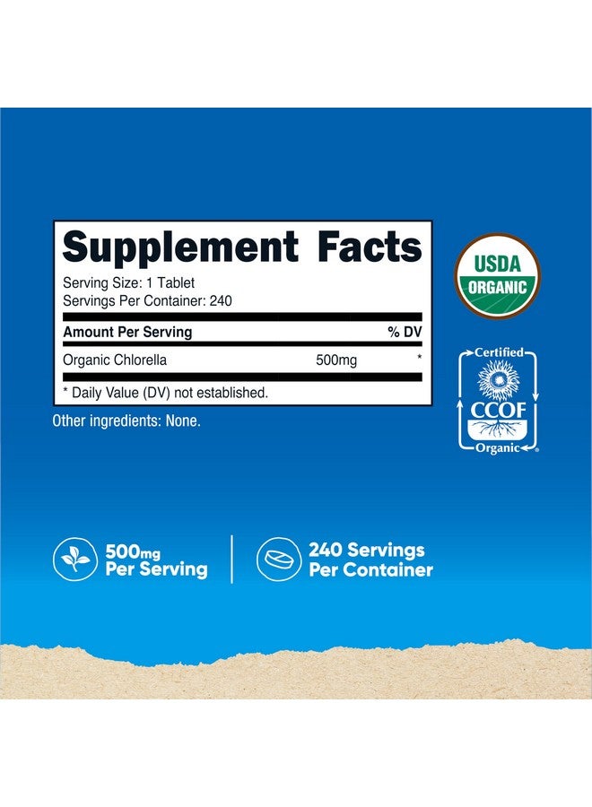 Nutricost Organic Chlorella 500mg, 240 Tablets - Gluten Free, Non-GMO - Image 2