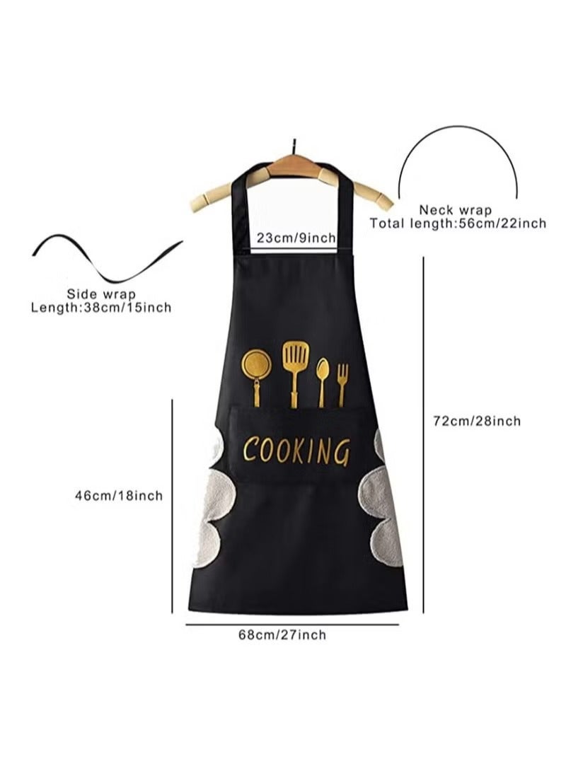 Chef Apron,Cross Back Apron for Women and Men,PVC Waterproof Apron Large Pockets,Hand-wiping,Kitchen Cooking Baking Hairstylist Bbq Woodworking Welding Carpenter Work Bib Apron - Image 2