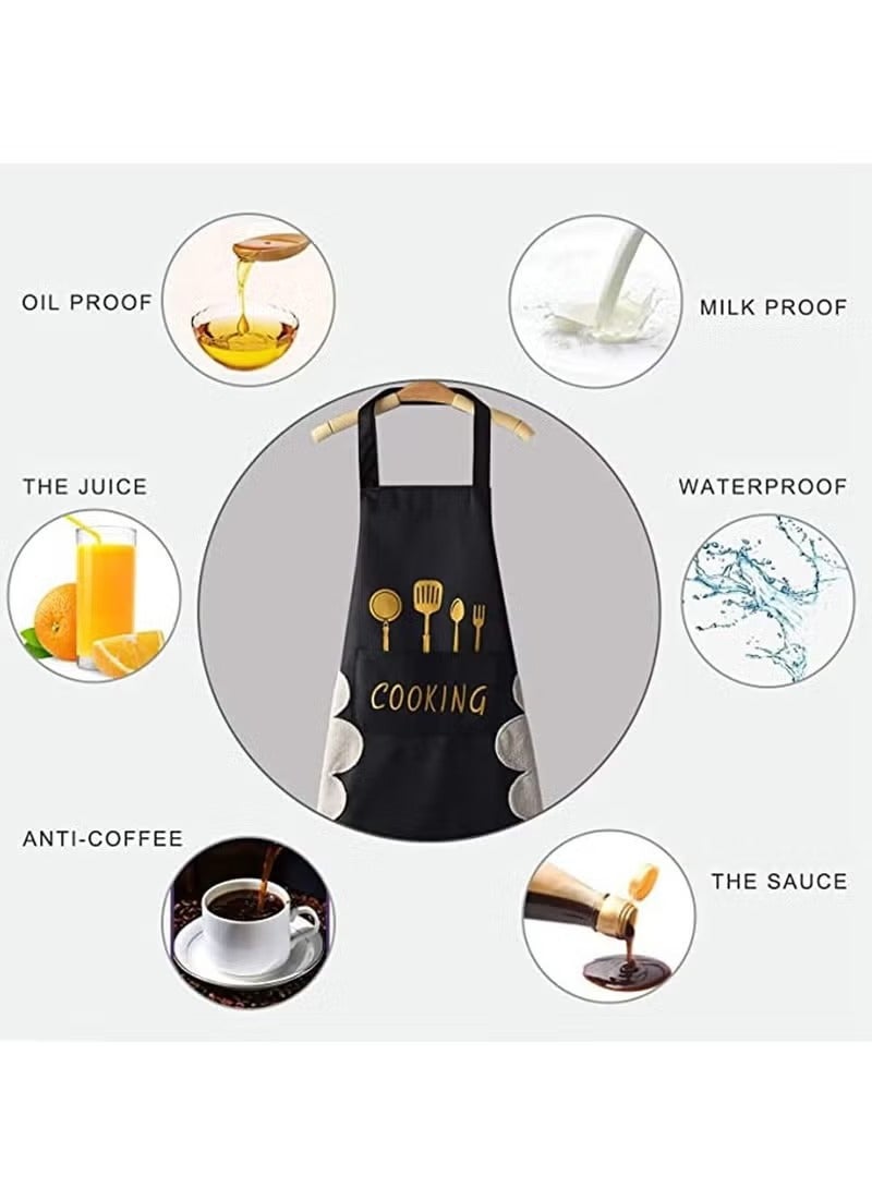 Chef Apron,Cross Back Apron for Women and Men,PVC Waterproof Apron Large Pockets,Hand-wiping,Kitchen Cooking Baking Hairstylist Bbq Woodworking Welding Carpenter Work Bib Apron - Image 3