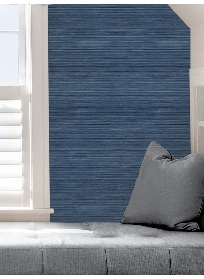 NuWallpaper Nus3959 Indigo Crossweave Peel & Stick String Wallpaper Blue  - Image 3