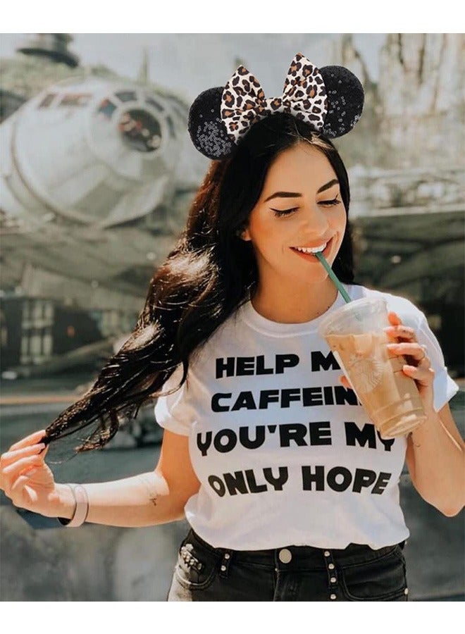 2Pcs Mouse Ear Bow Headbands Glitter Hairbands for Women Girls Princess Decoration Party Cosplay Costume Leopard Print Bow and Gold Bow - Image 5