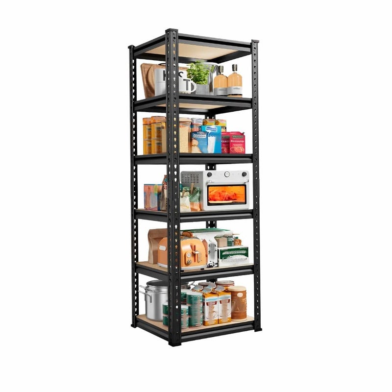 HOMIFLY HOMIFLY 5Tier Metal Adjustable Bolt Less Storage ShelvesHeavyDuty Rack for KitchenStorage for BedroomPantryWarehouseBooksCorner Storage CabinetDurable Organizer Shelving UnitBlack  - Image 1