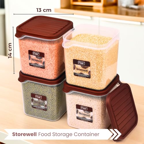 FLAIR Storewell Square Food Storage Containers Set of 4 (1800 ML)- Maroon, Air Tight Containers for Kitchen Storage Ideal kitchen box for Rice, Atta and Grains, BPA-Free, Food Grade - Image 3