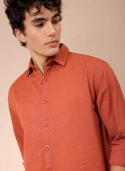 The Indian Garage Co Men Relaxed Fit Solid Full Sleeves Cutaway Collar Resort Wear Shirt