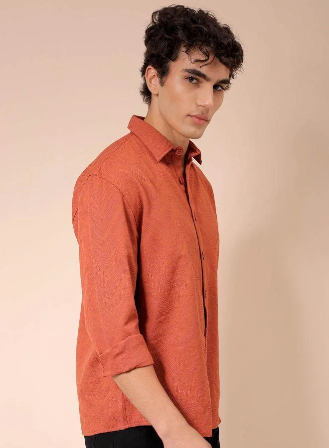 شركة المرآب الهندية Men Relaxed Fit Solid Full Sleeves Cutaway Collar Resort Wear Shirt