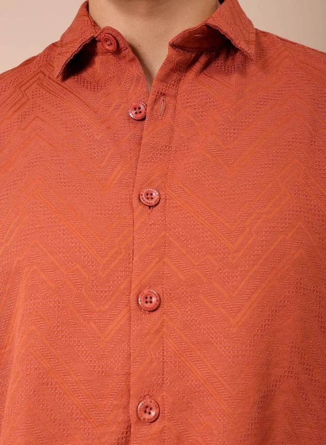 شركة المرآب الهندية Men Relaxed Fit Solid Full Sleeves Cutaway Collar Resort Wear Shirt