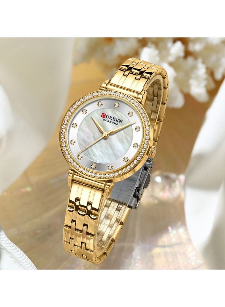 CURREN CURREN Fashion Women Watch Top Brand Luxury Lady Girl Wristwatch  Gold Stainless Steel Bracelet Classic Female Clock 9087 - Image 2