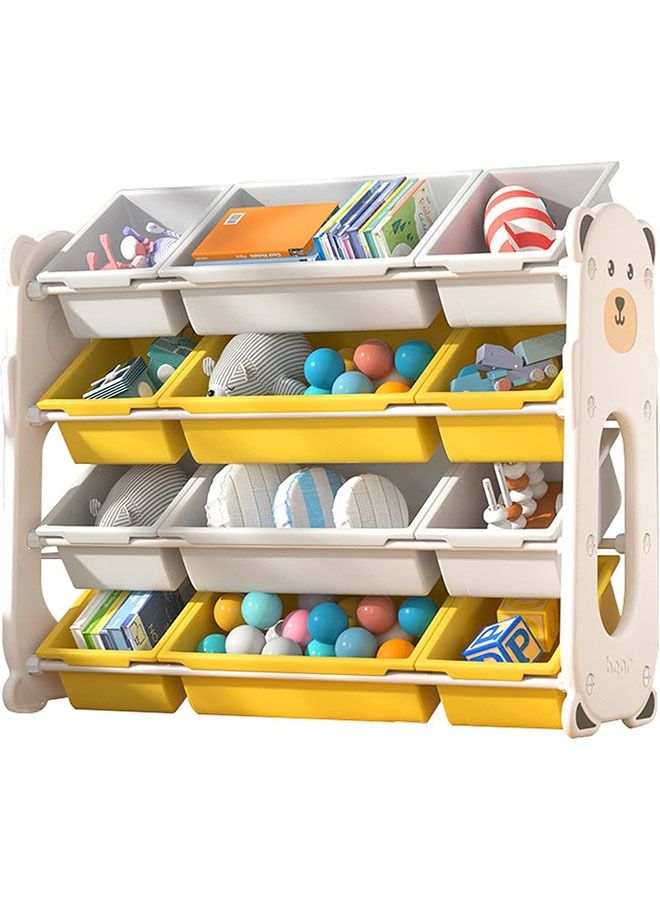 Beauenty Kids Toy Storage Rack  Removable Kids Toy Storage Organizer With 12 Plastic Bins  Toy Rack With Bins For Children’s Room 84.5 x 35.5 x 86.5cm - Image 1
