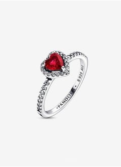 PANDORA Pandora Timeless Women's Classic Cubic Zirconia Sparkling Luxury Red Heart 925 Silver Ring 198421C02  - Image 4